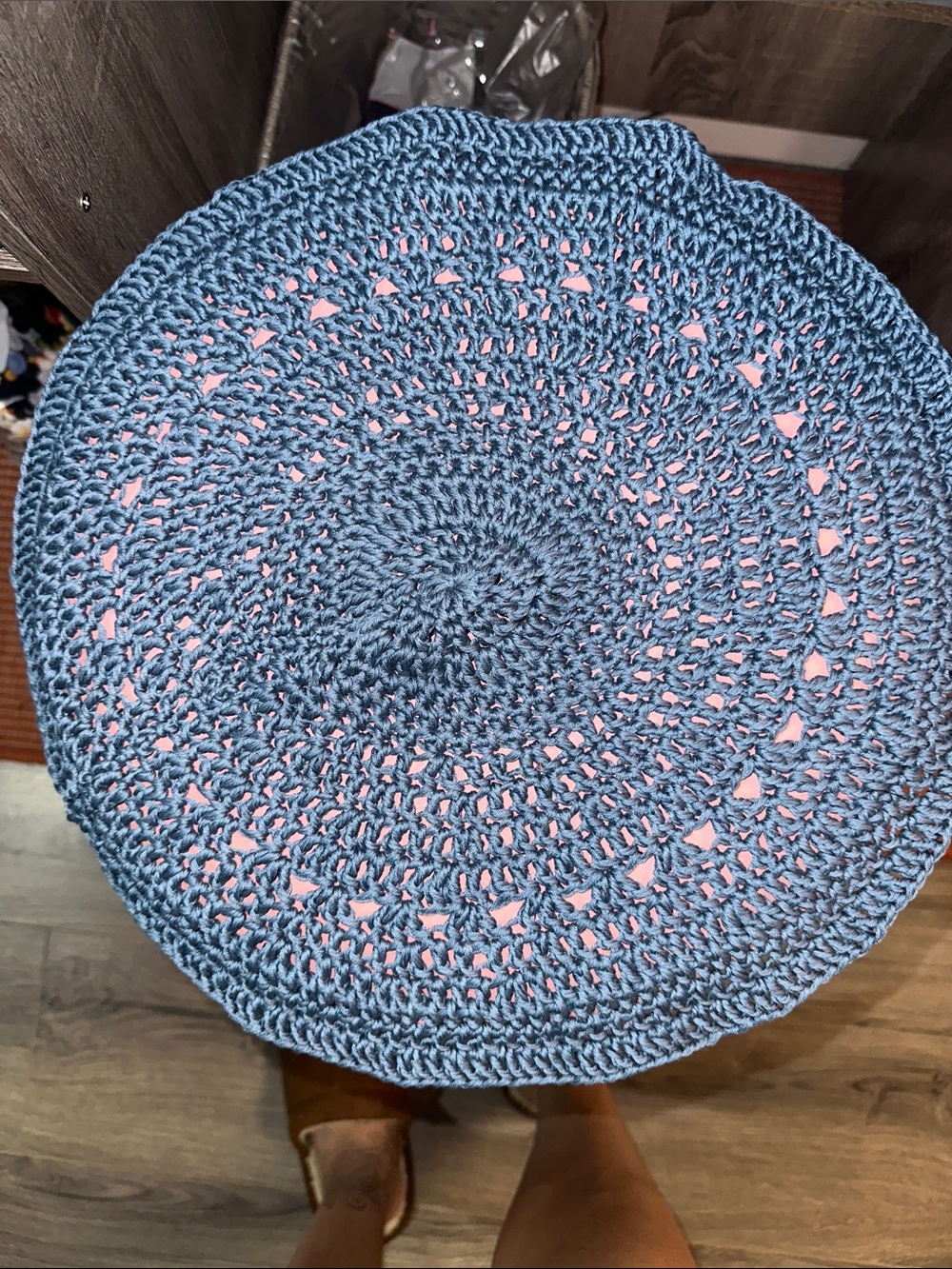 Hand-Crocheted Round doily  in Blue